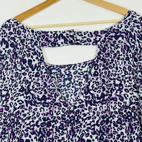 Torrid Purple White Leopard Short Sleeve Chiffon‎ Blouse Shirt Top Womens 3 3X - Picture 5 of 5